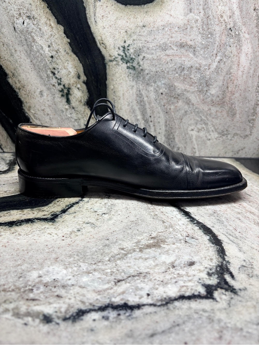 Vintage a.Testoni Wilkes Bashford Black Leather Oxfords Men’s US 9.5 - Picture 6 of 12